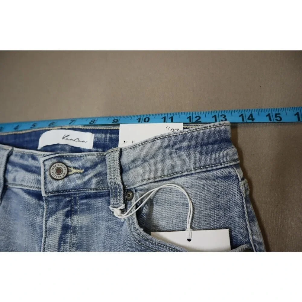 Kancan Mid Rise Ankle Skinny‎ Ripped Light Denim Jeans Size 7/27